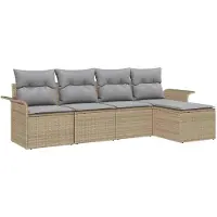 vidaXL Buitensofa 5 st Beige poly rattan
