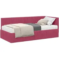 vidaXL Hoekbedframe met Matras met hoofdeinde 2 st Groen Fluweel