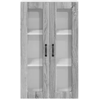 vidaXL Wandkast met glazen deuren, model LUCCA, grijze Sonoma afwerking, 60 x 31 x 100 cm