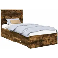 vidaXL Bedframe met lade Rook Eiken 90 x 190 cm Bewerkt hout