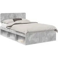 vidaXL Bedframe met hoofdeinde Beton 120 x 190 cm Massief grenenhout