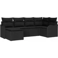 vidaXL Tuinbank Set 6 st Zwart poly rattan