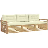 vidaXL Buiten bank set 3 st Wit en crèmekleurig Massief Acacia Hout