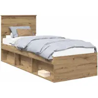 vidaXL Bedframe Ambachtelijk Eiken 75 x 190 cm Massief grenenhout