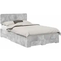 vidaXL Bedframe met lade Beton Grijs 135 x 190 cm Bewerkt hout