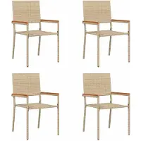 vidaXL Tuin stapelstoelen 4 pcs Crème en bruin 54 x 56 x 90 cm