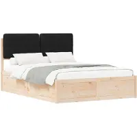 vidaXL Bedframe met gestoffeerd hoofdeinde, zwart, 150 x 200 cm