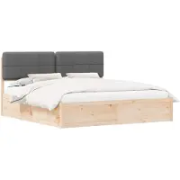 vidaXL Bedframe met Gevoerde Hoofdbord Donkergrijs 180 x 200 cm