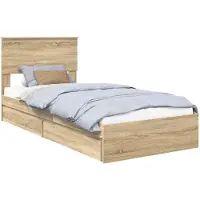 vidaXL Opbergbed met lade Sonoma Eik 90 x 200 cm Bewerkt hout