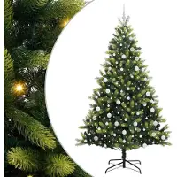 vidaXL Kunstmatige Scharnierende Kerstboom 300 LEDs Groen 210 cm