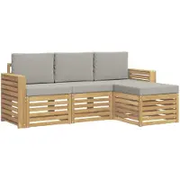 vidaXL Tuinset met 4 zitplaatsen, wit en lichtgrijs, polyester