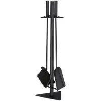 Relaxdays haardstel - 4-delig - staal - schep - bezem - pook - houder - haardgereedschap