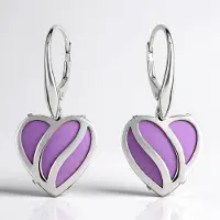 Cavill - Titanium Oorbellen - 925 Sterling Zilver - Lavendel Hartvorm Filigraan - Lichtgewicht & Hypoallergeen - Elegante Dames Oorbellen