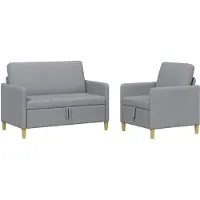 vidaXL Sofa Set Met Opslag 2 st Lichtgrijs Polyester