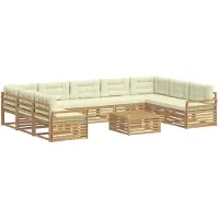 vidaXL Tuinset met 10 stuks, wit en crème, massief acaciahout