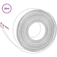 vidaXL Tuinrand 25 meter, 15 cm, PE, zwart