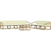 vidaXL Buiten bank set 8 st Wit en crèmekleurig