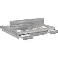 vidaXL Opbergbedframe met lade Grijs Sonoma 200 x 200 cm Bewerkt hout