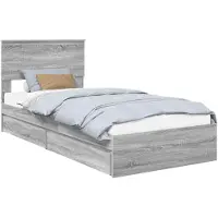 vidaXL Opbergbed met lade Grijs Sonoma 90 x 200 cm Bewerkt hout