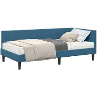 vidaXL Hoekbedframe met Matras Anders 2 st Blauw Fluweel