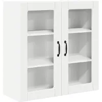 vidaXL Wandkast met glazen deuren, model PORTO, wit, 80 x 31 x 80 cm, gemaakt van houtvezel