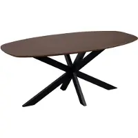 QUVIO Eettafel Sofia - Deens Ovaal - 180 x 90 cm - Stalen kruispoot - FSC gecertificeerd mangohout - Walnoot bruin