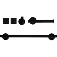 QUVIO Badkamer accessoires - Set van 5 - RVS - Zwart