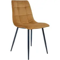 QUVIO Eetkamerstoel Florence - Mosterdgeel Fluweel - Set van 2
