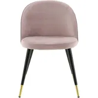 QUVIO Stijlvolle Eetkamerstoelen - Messing en Oudroze Fluweel - 2 stuks
