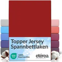 Eterea Cosmesi Naturale etérea Topper Jersey Hoeslaken 180x200 - 200x200 cm Oekotex Made in Green - 100% katoen - Kers