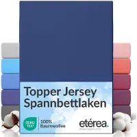 Eterea Cosmesi Naturale etérea Topper Jersey Hoeslaken 180x200 - 200x200 cm Oekotex Made in Green - 100% katoen - Zee