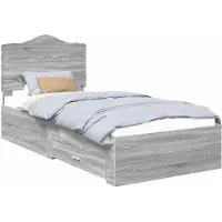 vidaXL Bedframe met lade Grijs Sonoma 75 x 190 cm Bewerkt hout