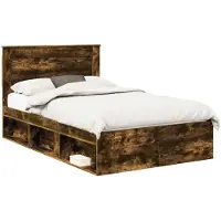 vidaXL Bedframe, universeel, gerookt eikenhout, 120 x 190 cm, massief grenenhout