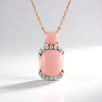 Cavill - Halsketting 925 Sterling Zilver Roségoud Vermeil - 4,39 ct Peruaanse Roze Opaal Cabochon - Elegante Zirkonia - Tijdloos Dames Sieraad