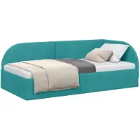 vidaXL Hoek Bed Frame met hoofdeinde Turquoise 90 cm x 190 cm Fluweel