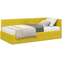vidaXL Hoekbedframe met Matras met hoofdeinde 2 st Geel Fluweel