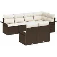vidaXL Tuinbank Set 7 st Bruin poly rattan