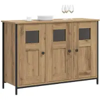 vidaXL Dressoir Artisanaal eiken 100 x 35 x 70 cm Bewerkt hout