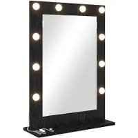 vidaXL Make-up Spiegel Rechthoekig Zwart Eiken 70 x 50 x 18 cm