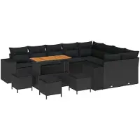 vidaXL Tuinbank Set 13 st 9-Aantal zitplaatsen Zwart poly rattan
