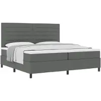 vidaXL Boxspring bed met matras Donkergrijs 200 x 200 cm Stof