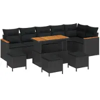 vidaXL Tuinbank Set 10 st 6-Aantal zitplaatsen Zwart Poly rattan