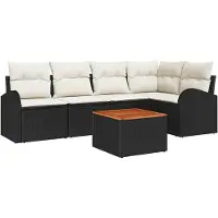 vidaXL Tuinbank Set 6 st Zwart en Crème poly rattan