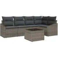 vidaXL Tuinbank Set 6 st Lichtgrijs poly rattan