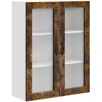 vidaXL Wandglas Kasten PORTO Rook Eiken 80 x 31 x 100 cm Bewerkt hout