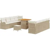 vidaXL Tuinset, 11-delig, 10 zitplaatsen, beige