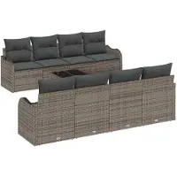vidaXL Tuinbank Set 9 st 8-Aantal zitplaatsen Grijs