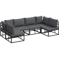 vidaXL Tuinbank Set 6 st Zwart Aluminium