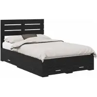 vidaXL Bedframe, zwart, eikenlook, 135 x 190 cm, houtvezel
