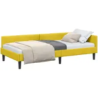vidaXL Hoek Bed Frame met hoofdeinde Geel 90 cm x 200 cm Fluweel